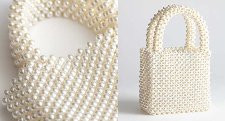 & Other Stories Pearlescent Beaded Clutch Bag