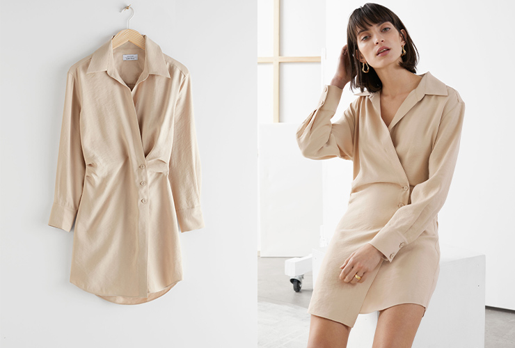 & Other Stories Asymmetric Mini Shirt Dress