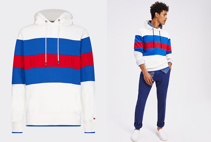 vetements x tommy hilfiger layered embroidered cotton hoodie