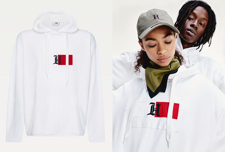 vetements x tommy hilfiger layered embroidered cotton hoodie